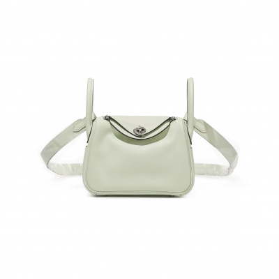HERMES MINI LINDY 20 VERT FIZZ SWIFT PALLADIUM HARDWARE (19*12.5*9cm)
